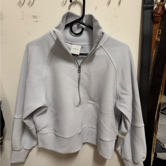 varley ribbed half zip sweatshirt - light blue - Picture 2 of 4